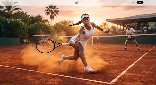 Clay tennis court action